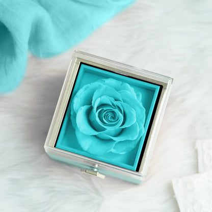 Eternally Preserved Rotating Rose Box - W/ Engraved Heart Necklace